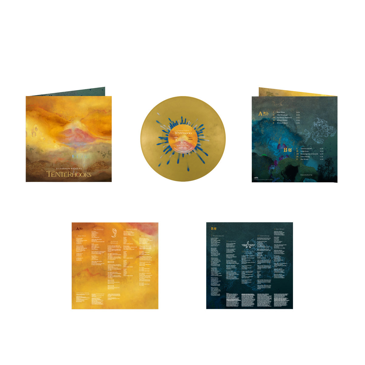 SIGNED, NUMBERED TENTERHOOKS “RUNNING OUT OF SOUNDS” EXCLUSIVE – GOLD AND BLUE SPLATTER LP