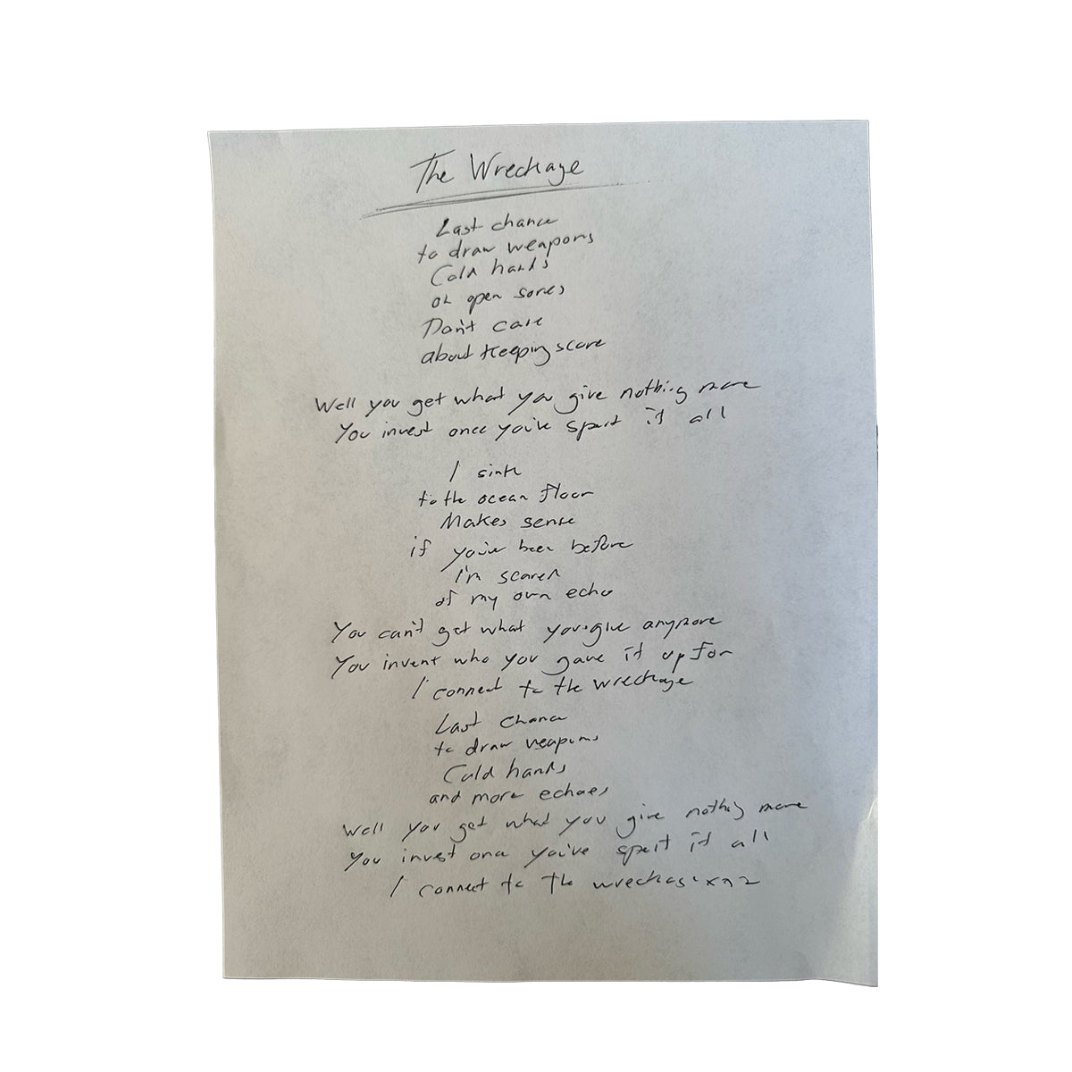 HANDWRITTEN FRAMED TENTERHOOKS LYRICS