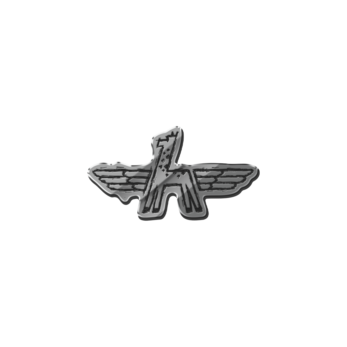 Metallic eagle badge on a white background