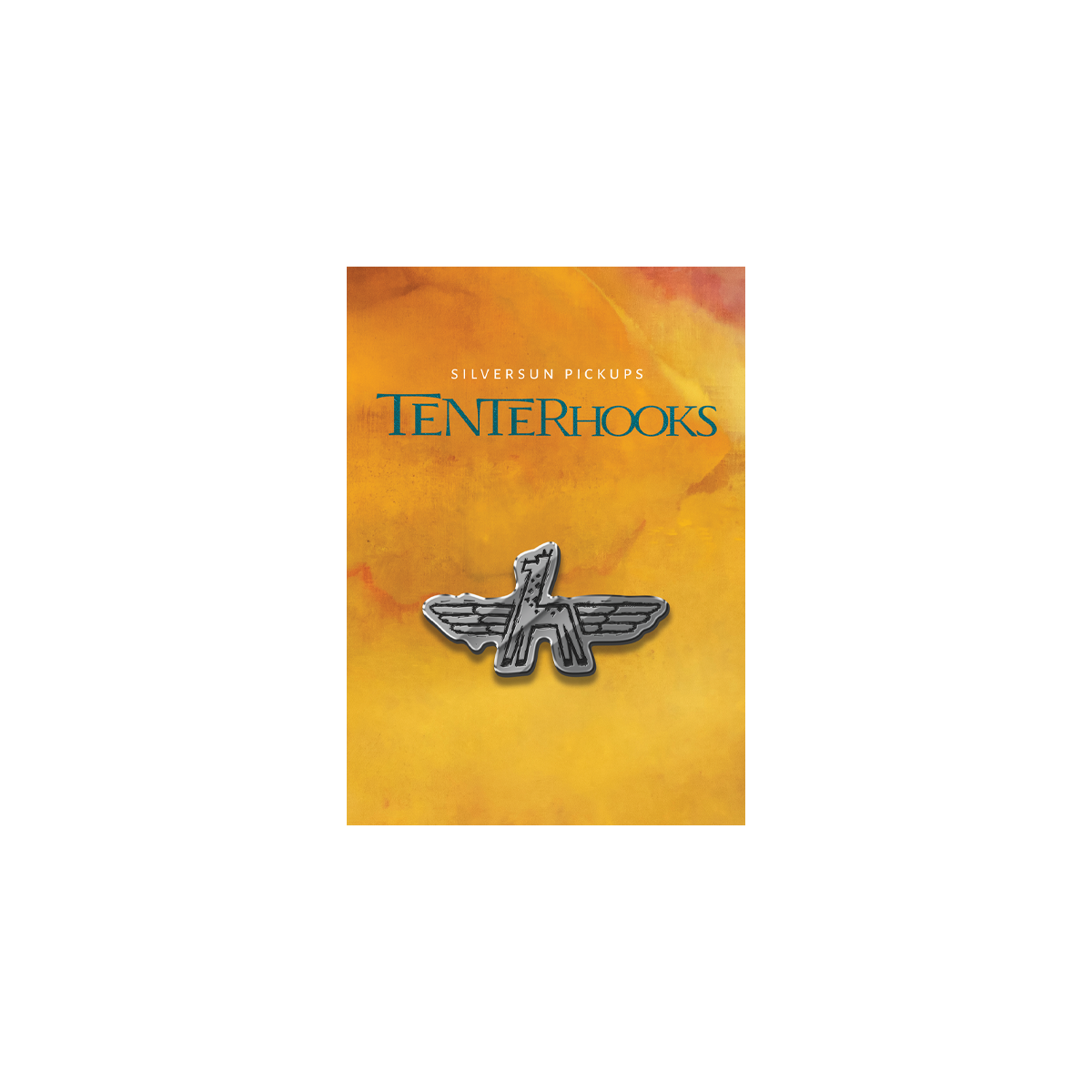 Metallic badge with 'Tenterhooks' branding on a yellow background